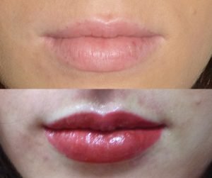 Lip-Tint Tattoo before and after